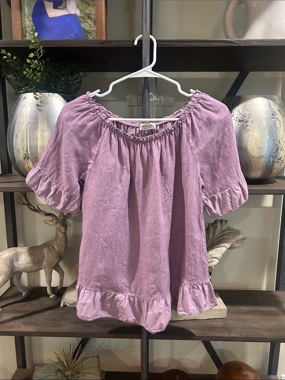 TERZO MILLENNIO small - Italy  Light Purple Ruffled Peasant Top - Unbranded